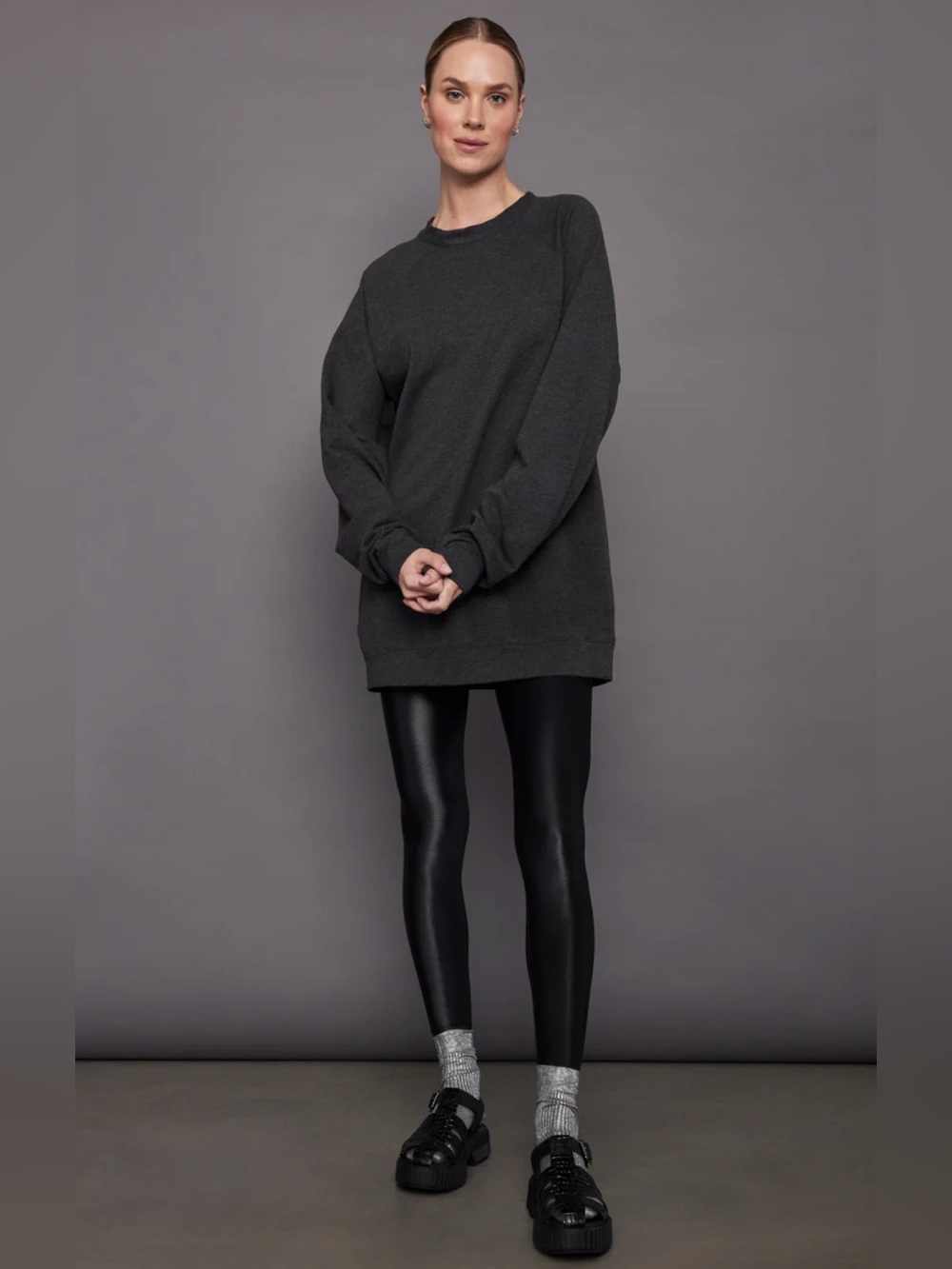 Norma Kamali Oversized Raglan Sleeve Tailored Terry Mini Dress (Size S)